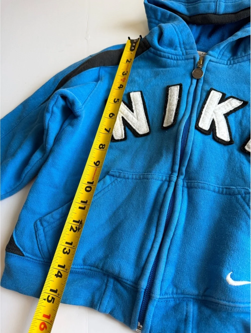 Vintage Y2K Nike Spellout Zip Up Hoodie Sweatshirt Blue Boys Size 4